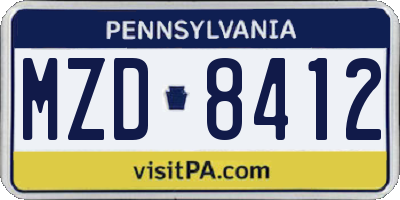 PA license plate MZD8412