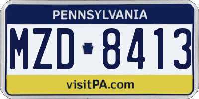 PA license plate MZD8413