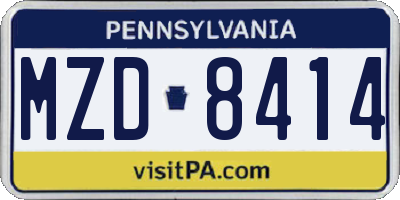 PA license plate MZD8414
