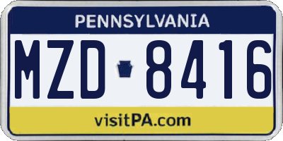 PA license plate MZD8416