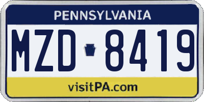 PA license plate MZD8419