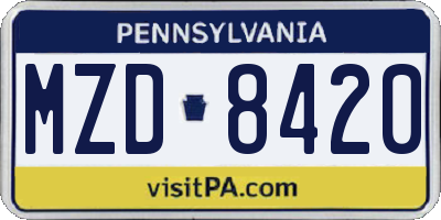 PA license plate MZD8420