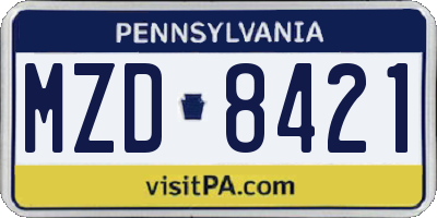 PA license plate MZD8421