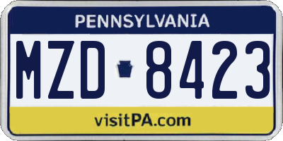 PA license plate MZD8423