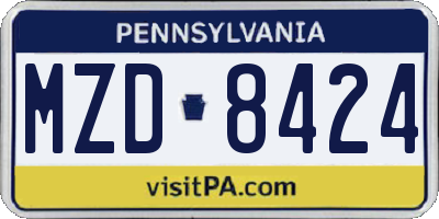 PA license plate MZD8424