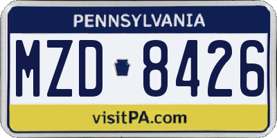 PA license plate MZD8426