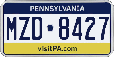 PA license plate MZD8427