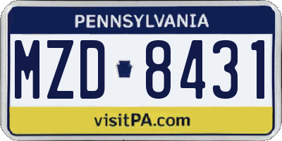 PA license plate MZD8431