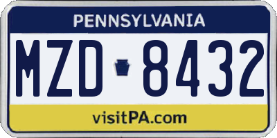 PA license plate MZD8432