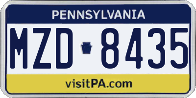 PA license plate MZD8435