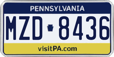 PA license plate MZD8436