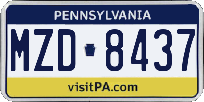 PA license plate MZD8437