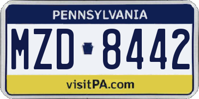 PA license plate MZD8442