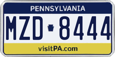 PA license plate MZD8444