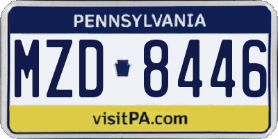 PA license plate MZD8446