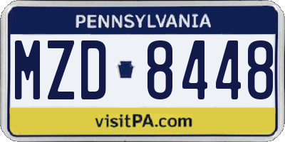 PA license plate MZD8448