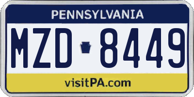 PA license plate MZD8449