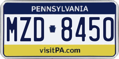 PA license plate MZD8450