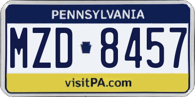 PA license plate MZD8457