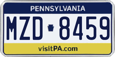 PA license plate MZD8459