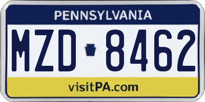 PA license plate MZD8462