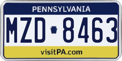 PA license plate MZD8463