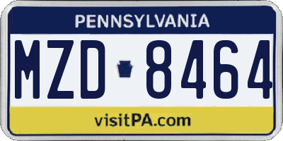 PA license plate MZD8464