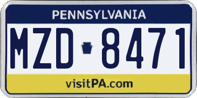 PA license plate MZD8471