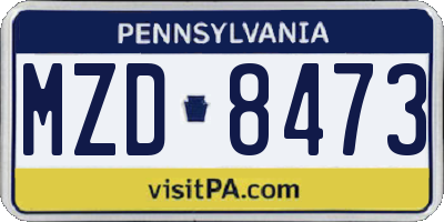 PA license plate MZD8473