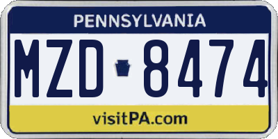 PA license plate MZD8474
