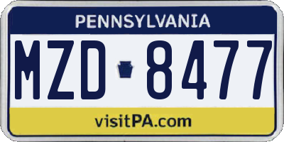 PA license plate MZD8477