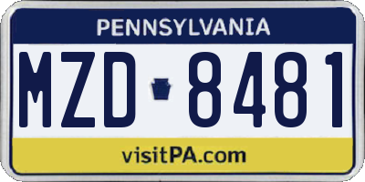 PA license plate MZD8481