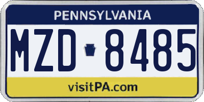 PA license plate MZD8485