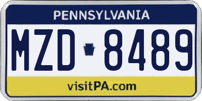 PA license plate MZD8489