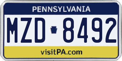 PA license plate MZD8492