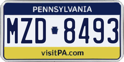 PA license plate MZD8493