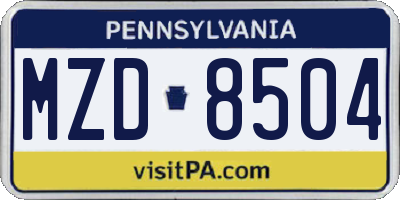 PA license plate MZD8504