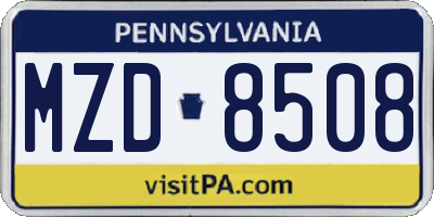 PA license plate MZD8508