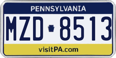 PA license plate MZD8513