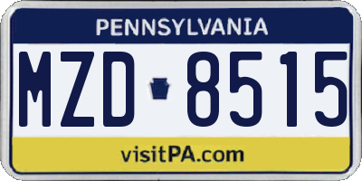 PA license plate MZD8515