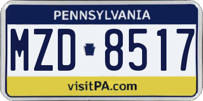 PA license plate MZD8517