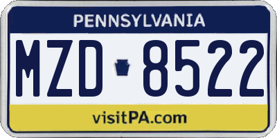 PA license plate MZD8522
