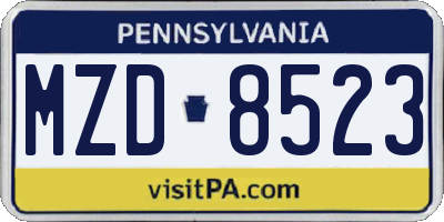PA license plate MZD8523