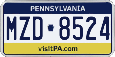 PA license plate MZD8524