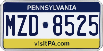 PA license plate MZD8525