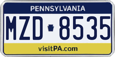 PA license plate MZD8535