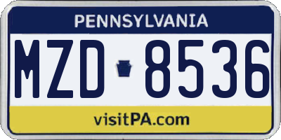 PA license plate MZD8536