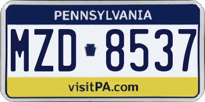 PA license plate MZD8537