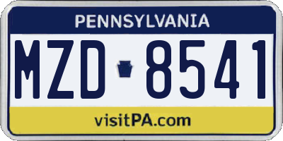 PA license plate MZD8541