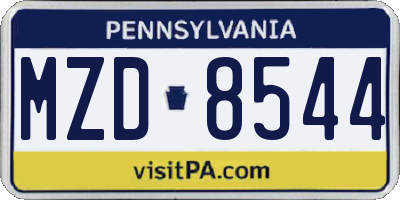 PA license plate MZD8544